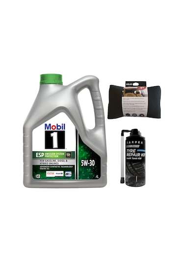 Mobil 1 5W-30 Motor Yağı 4 L + Gojo Koltuk Yastığı + Carpex Lastik Tamir Kiti