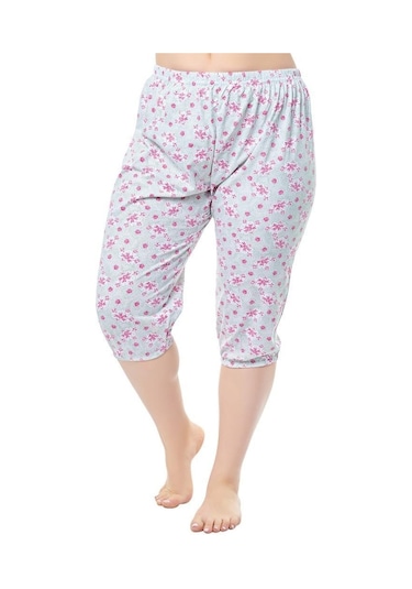 Seher Yıldız Bayan Desenli Lastikli Kısa Anne Pijama Altı 019-Karışık Renk-Xxl Çok Renkli