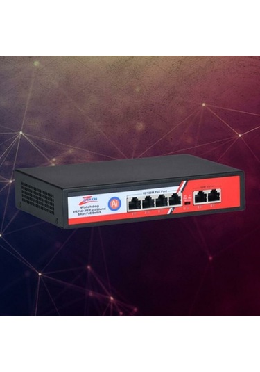 Ztech Zr-1004 4+2 Poe Switch 78 Watt 4 Port Poe + 2port Uplink