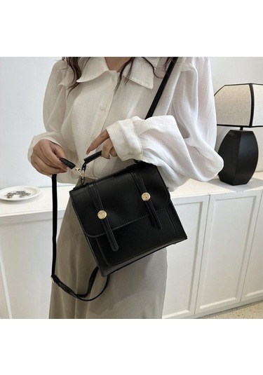 Ganzhoushop Yeni Tek Stili Sırt Sırt Rahat Omuz Moda Minimalist Küçük Kadın Kadın Çantası Çantası Çantası Çantası Çanta Black Akademi Jv Siyah