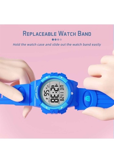 Prestigegoods Erkek Çocuk Kız Dijital Saat Su Geçirmez 3 Kılıf 2 Kayış Nfc Kapı Kilidi 50m Diğer