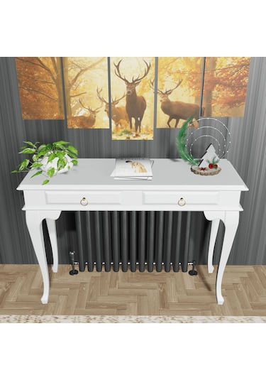 Roys Ahşap 130 Cm Beyaz Çekmeceli Petek Üstü Yüksek Dresuar Ahşap