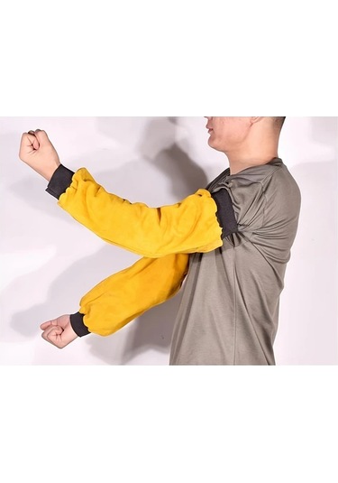 Tongdashop 2 Adet Ayarlanabilir Kaynak Kolçakları Ağır Hizmet Suni Deri Esnek Bileklikli Sarı