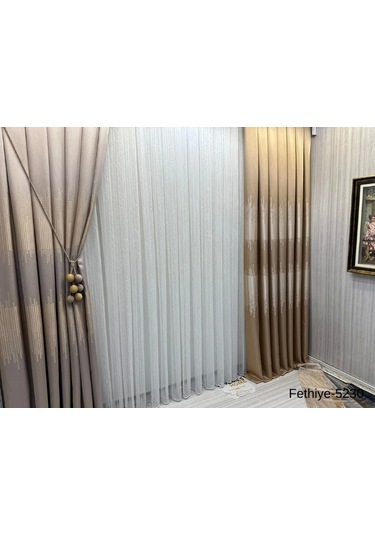 Nivemeshome Fethiye 614178 Taş V-5230 1/3 Sık Pileli Fon Perde Apm Taş