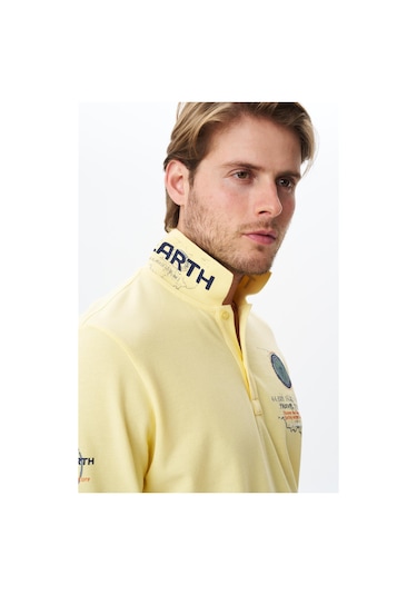 Arma Erkek Battal Büyük Beden Baskılı % 100 Pamuk Pike Polo Yaka Tişört Y29374870502 Sarı