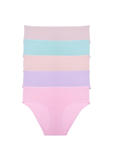 Somon Kadın Külot Yüksek Bel Bikini 5 Li Paket Pamuklu Likralı Somon