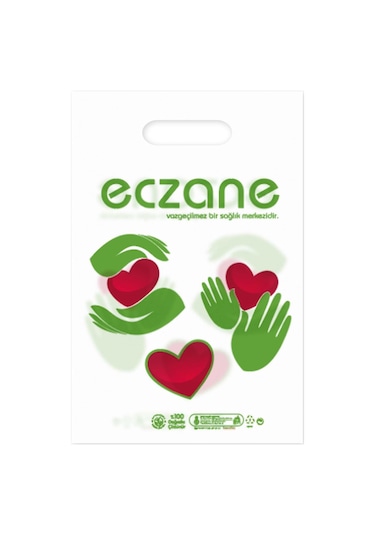 Elgeçme Eczane Poşeti No 1 22X33 Cm Tasarım 2 - 100 Adet