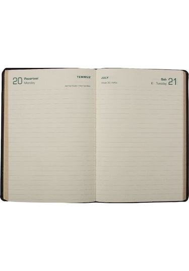 Ece Ajandası Kemer 2026 Siyah - Günlük Çizgili Sert Kapak 14x20 Siyah