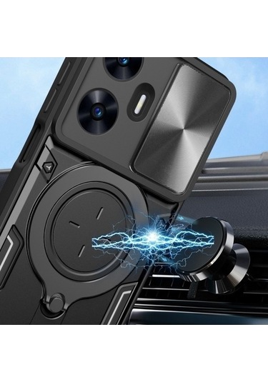 My Topped Realme C55 4g Tpu+pc Kılıf, Manyetik Tutucu, Cam Korumalı, Lens Koruma, Tam Uyumlu Kılıf