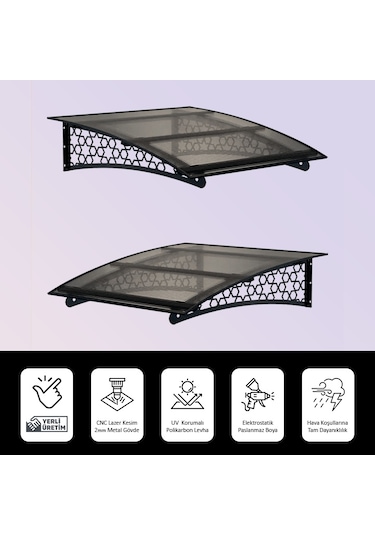 SundurmaX Pratik Metal Sundurma 120x100 Selçuklu Serisi Kapı Üstü Sundurma Antrasit - Füme