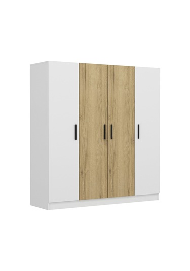 Kale 4 Kapaklı 2 Çekmeceli - Dolap - Beyaz/dore 190cm Çok Renkli