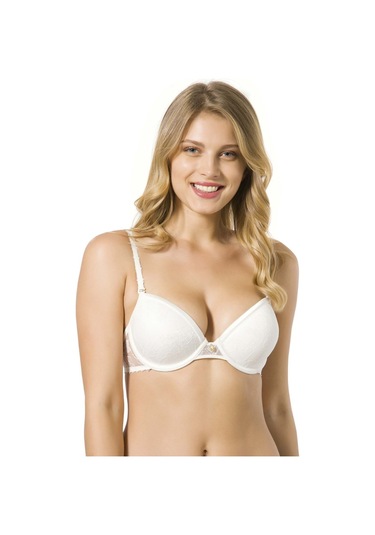 Kadın Ekru Dantel Push Up Sütyen 7003 Ekru
