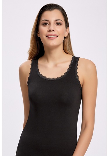 Kadın Dantelli Geniş Askılı Atlet Çok Renkli