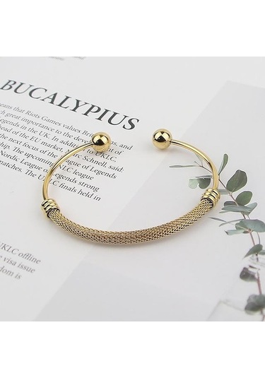 Novahub Altın Basit Paslanmaz Çelik Bükülmüş Hasır Açılış Çelik Bilyalı Bayan Bileklik Doğum Günü Altın Altın