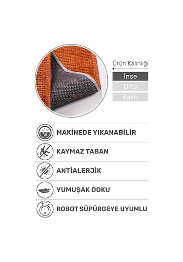 Azra Kiremit Özel Kaymaz Tabanlı Pamuk Dokuma Kilim