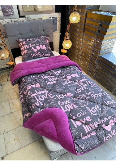 Tek Kişilik Wellsoft Desenli Yorgan 195x215 &1 Adet Yastık Kılıfı