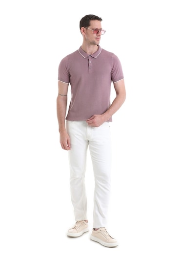 Hatemoğlu Mor Regular Fit Düz Pamuklu Polo Yaka Triko Tişört 35362023c002 021 Mor