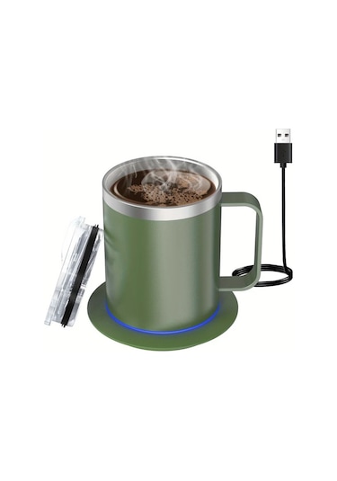 Honeybeeshop Yeşil Akıllı Kahve Bardağı Isıtıcısı 55 Cye Kadar Sıcak Tutar Çay Süt Çikolata