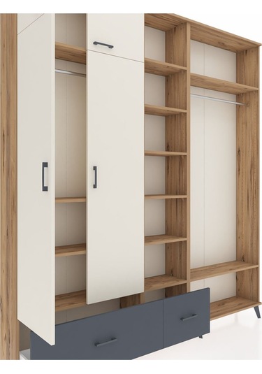 Arges Dolap 12 Raflı 2 Çekmeceli 2 Askılı 220x30x243 Çam-aytaşı/antrasit Aytası/antrasıt