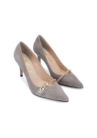 Tamer Tanca Kadın Hakiki Deri Vizon Süet Topuklu Ayakkabı 22 5070 Bn Ayk Sk24-25 Vızon Suet Vizon Süet