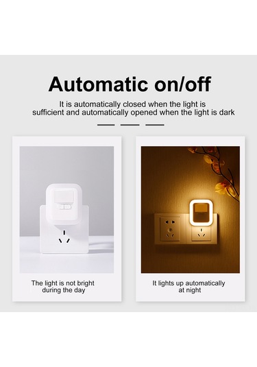 Kangvka Hareket Sensörlü Led Gece Lambası 2'li Paket - Otomatik Açma/kapatma 3000k Islak Beyaz Işık 5 Seviye Parlaklık Regülasyonu Eu Fişi Ac240v