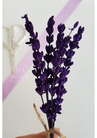 Nişan Makası Gümüş Renk Mor Lavanta Kuru Çiçek Demeti