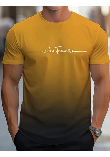 Snapbuyerkekler İçin 3d Baskılı Degrade Mektup Grafik Yazlık Kısa Kollu T-shirtgökyüzü Mavi Gökyüzü Mavi