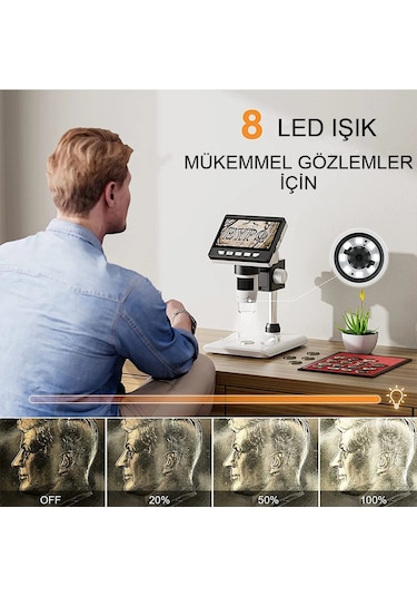 Dijital Mikroskop 1080p Lcd Ekran Usb Hd Mikroskop 50x-1000x