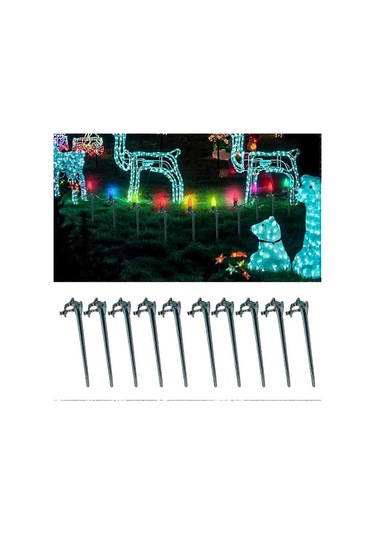 20 Adet Işık Kazığı Kolay Kurulum Noel Işık Tutucu Bahçe Dış Mekan İçin Evrensel Zemin Kazığısiyah