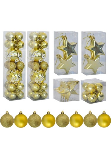 Yılbaşı Ağaç Süsleme Seti 72 Parça Altın Diğer