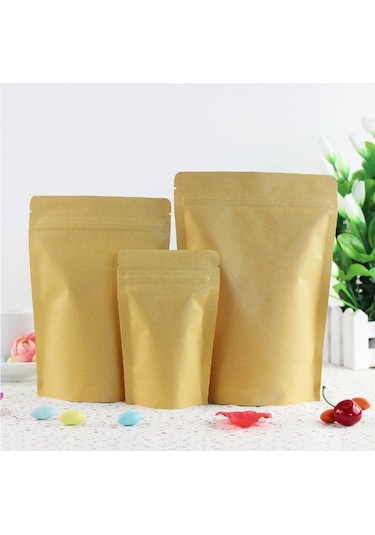 Doypack Kilitli Poşet Dışı Kraft İçi Alüminyum 8.5 CM X 14.5 CM