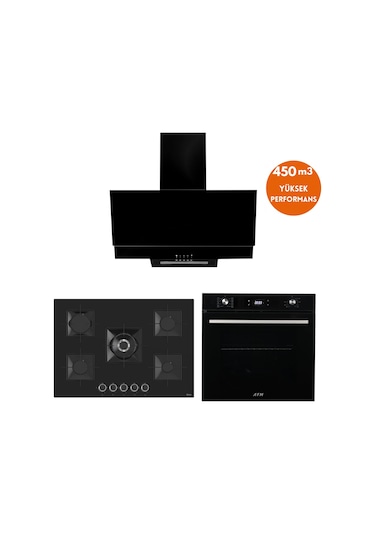 Afm Tech Ve Ferre Lugan 5 Gözlü Siyah RS035 + FM7700 + FM3250 Ankastre Set
