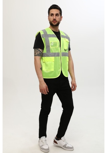 Uniprom Yelek Yönetici Ikaz Yeleği Reflektörlü Neon Sarı