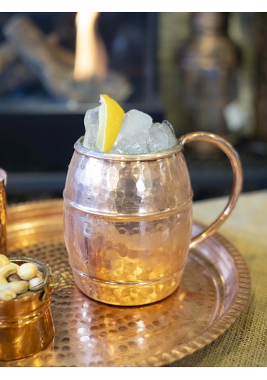 Bakır Bardak Fıçı Model 2li Parlak Bakır Renk