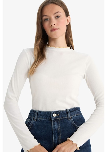 Defacto Fitilli Kaşkorse Uzun Kollu Tunik E9540ax25wner105 Ekru