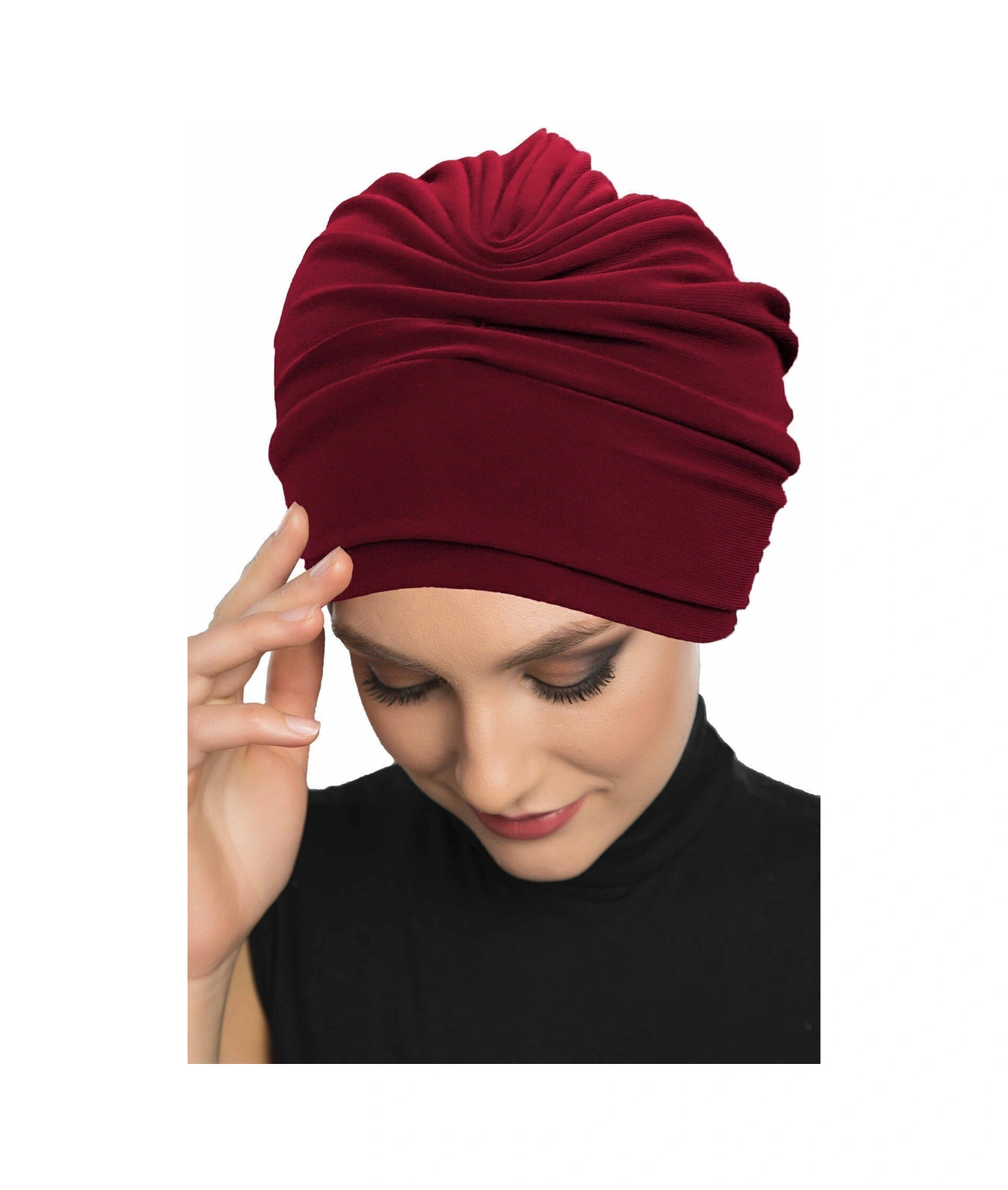 Çift Katlı Astarlı Bordo Hazır Türban Tesettür Dış Ve Havuz Bonesi Bordo