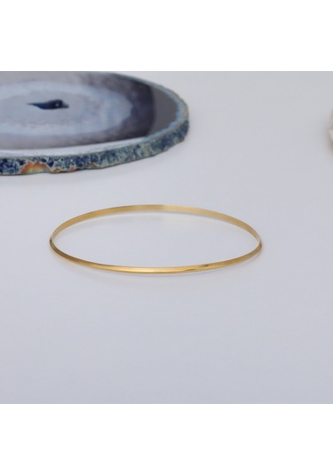 14 Ayar Altın Kaplama Zarif Tak-çıkar Gümüş Bilezik- Bv00110 Altın