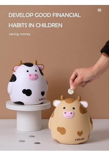 H&w İnek Domuz Kumbara, Çocuklar İçin Kırılmaz Madeni Para Kutusu, Erkekler Ve Kızlar İçin Sevimli Hayvan Para Bankası, Para Tasarruf Kutuları Beyaz