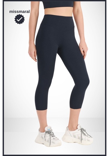 Yüksek Bel Toparlayıcı Kapri Tayt Diz Altı Lacivert Dar Paça Karyoka Dikiş Detaylı Capri 1020 Lacivert