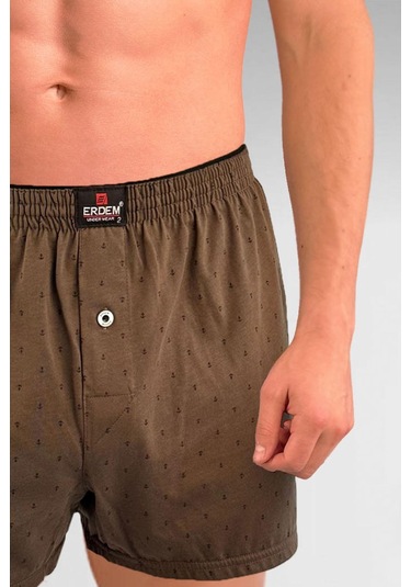 Erdem Haki Baskılı Desenli Penye Boxer 1400ykcp Haki