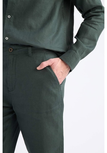 DeFacto %100 Keten Relax Fit Rahat Kesim Düz Paça Yazlık Pantolon -  C1117AX25SPKH498
