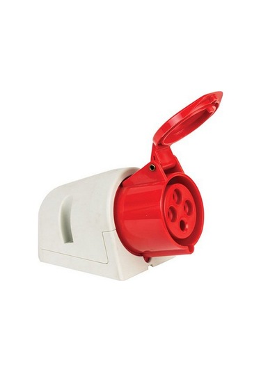 METE ENERJİ 406614V 4X32A. Ip44 Duvar Prizi Eğik Gövdeli(Vidalı B