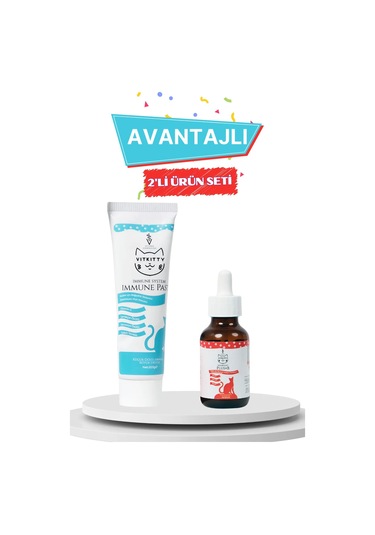 Vitkitty Kediler İçin Tüy, Cilt Ve Bağışıklık Sistemini Destekleyen Malt Ve Damla 2' Li Set