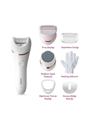 Philips BRE730/05 Epilatör (Yüz+Koltuk alti+Bikini Bölgesi+Bacak)Islak-Kuru,Işıklı,Kablosuz