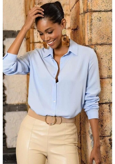 Dokuma Viskon Kumaş Efsane Gömlek Buz Mavisi