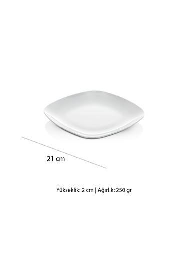 Alezy 594 Göreme Melamin Termostar Kare Servis Tabak 21 Cm Beyaz