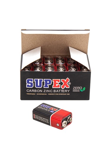 Supex 6f22 9 Volt Pil 12 Li Paket Karbon Çinko Pil