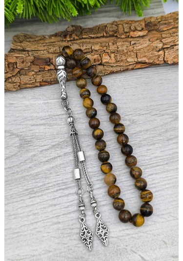 Kaplangözü Tesbih Ve Bileklik Doğal Taş Set 8 Mm Bt034 Kahverengi - Siyah