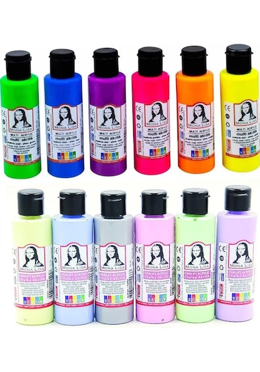 Akrilik Boya 12 Renk 22ml Neon-pastel Renkler