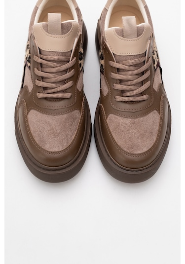 Aere Kahverengi Desenli Kadın Spor Ayakkabı Kahverengi